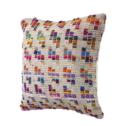 Chindi Cotton Blend Pillow Set of 2 in Multicolored/Tan, 20" x 20"