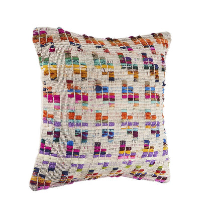 Chindi Cotton Blend Pillow Set of 2 in Multicolored/Tan, 20" x 20"