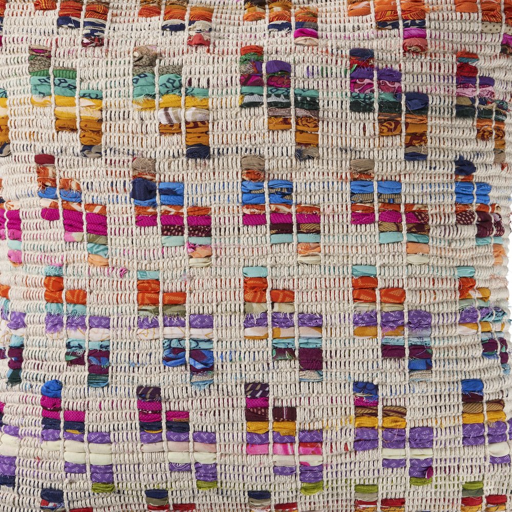 Chindi Cotton Blend Pillow Set of 2 in Multicolored/Tan, 20" x 20"