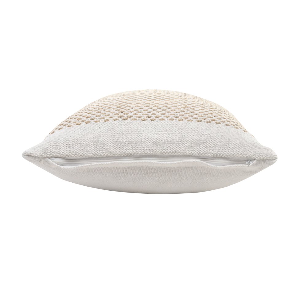 Reed Cotton and Jute Pillow Set of 2 in Tan/White, 20" x 20"