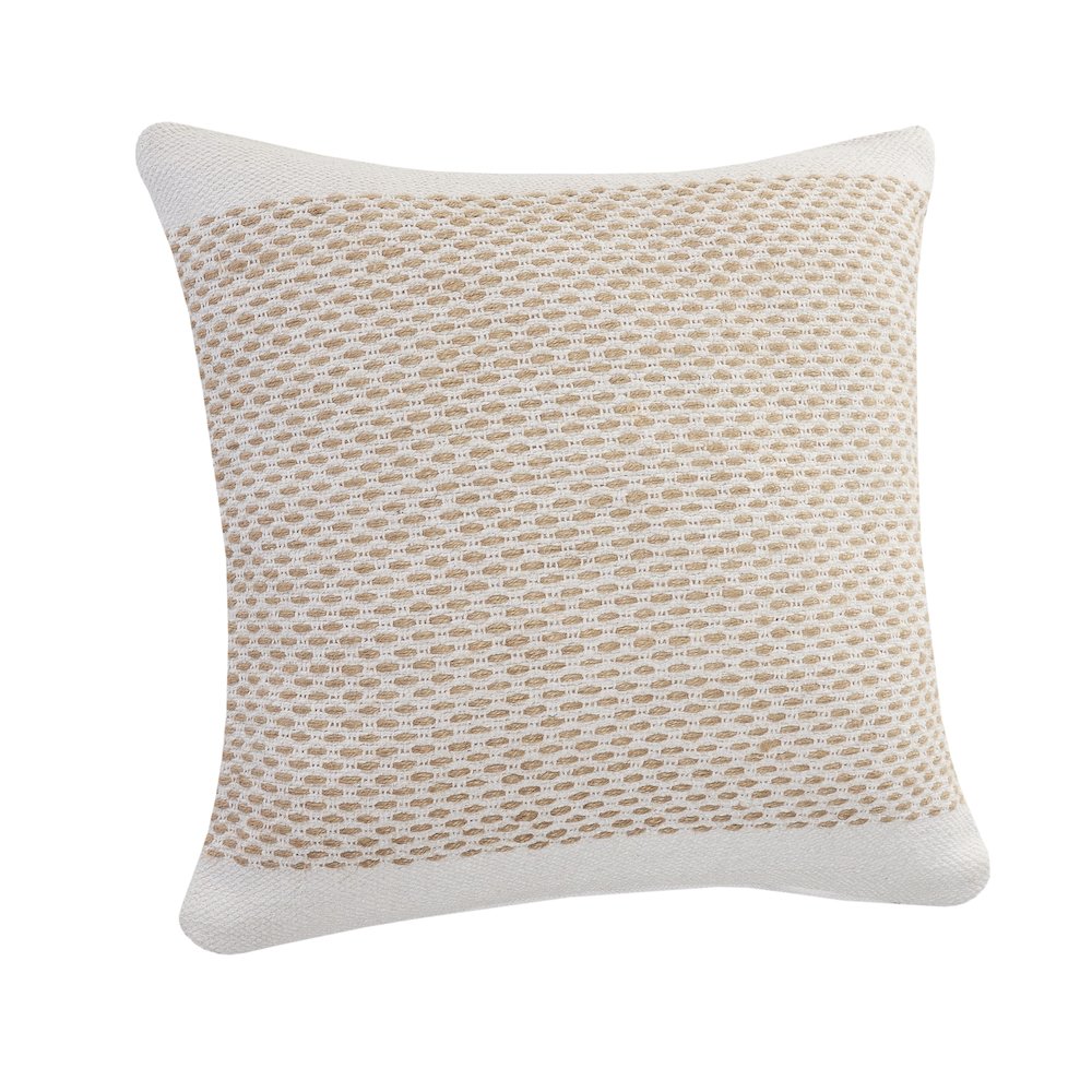 Reed Cotton and Jute Pillow Set of 2 in Tan/White, 20" x 20"