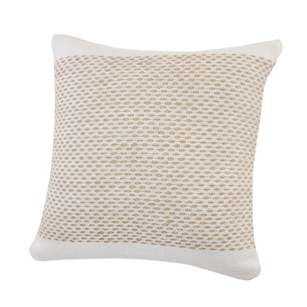 Reed Cotton and Jute Pillow Set of 2 in Tan/White, 20" x 20"