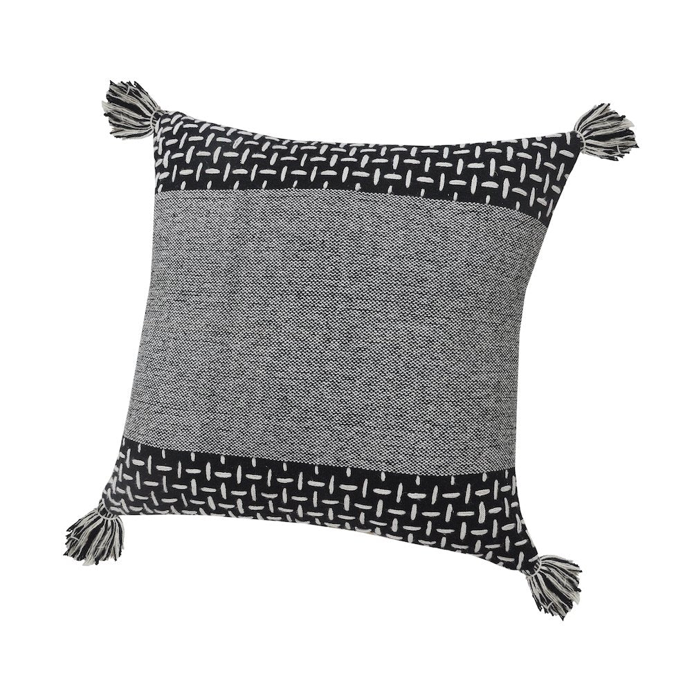Elevate Cotton Pillow Set of 2 in Black/Gray, 20" x 20"
