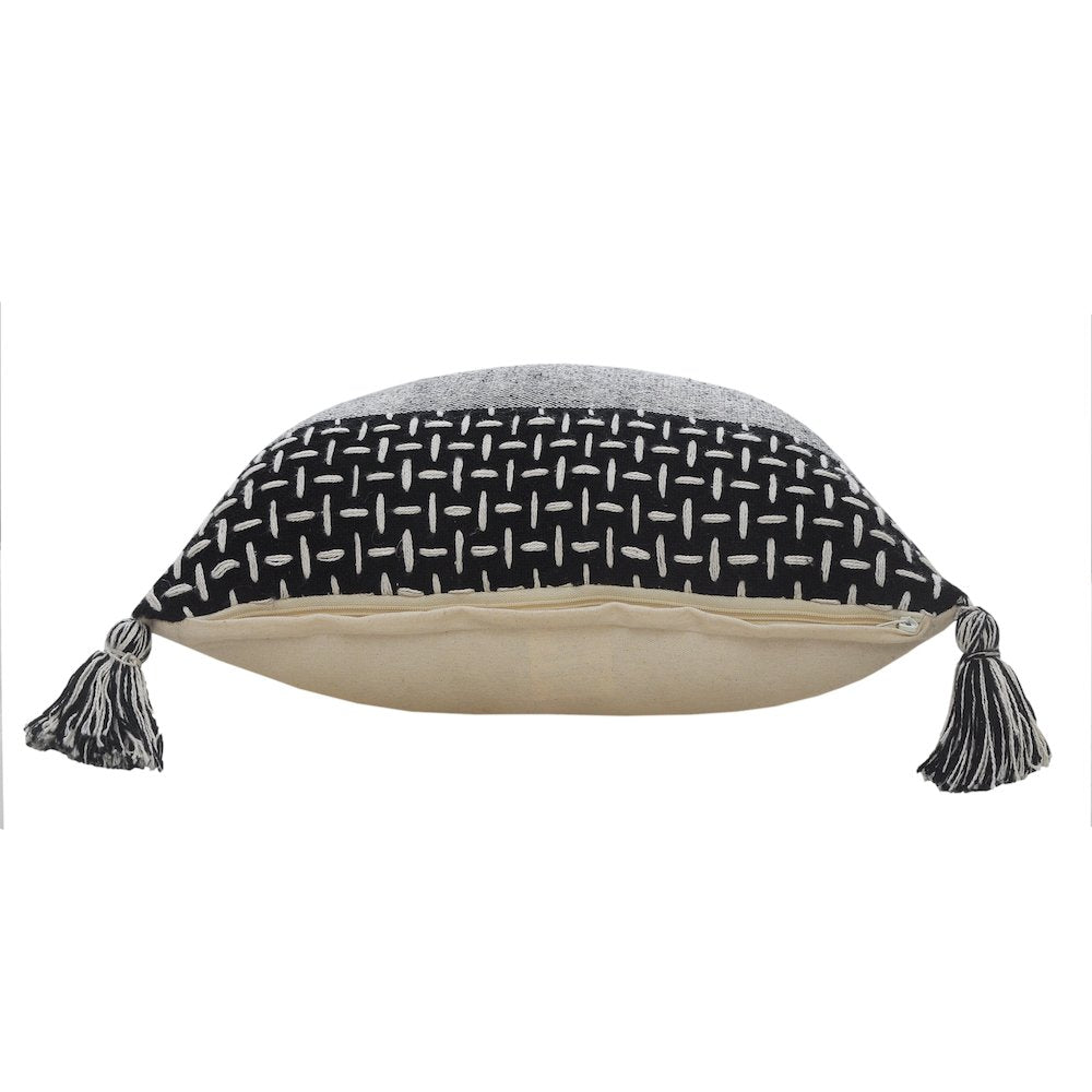 Elevate Cotton Pillow Set of 2 in Black/Gray, 20" x 20"