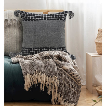 Elevate Cotton Pillow Set of 2 in Black/Gray, 20" x 20"