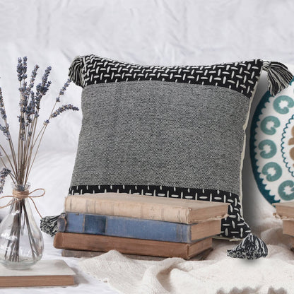 Elevate Cotton Pillow Set of 2 in Black/Gray, 20" x 20"