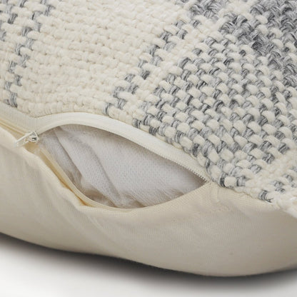 Drew Cotton Blend Pillow Set of 2 in Ivory/Gray, 20" x 20"
