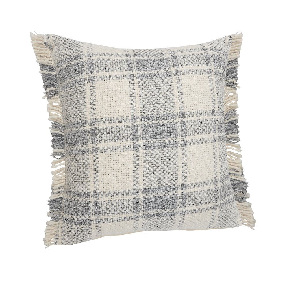 Drew Cotton Blend Pillow Set of 2 in Ivory/Gray, 20" x 20"