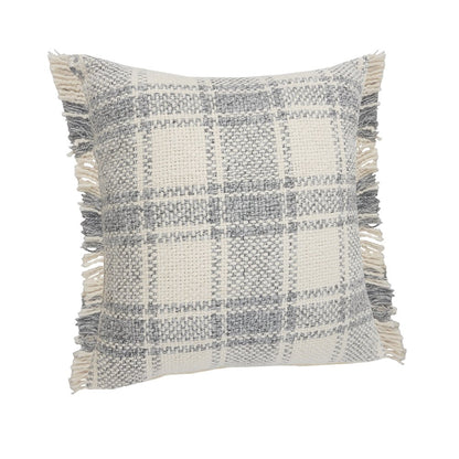 Drew Cotton Blend Pillow Set of 2 in Ivory/Gray, 20" x 20"