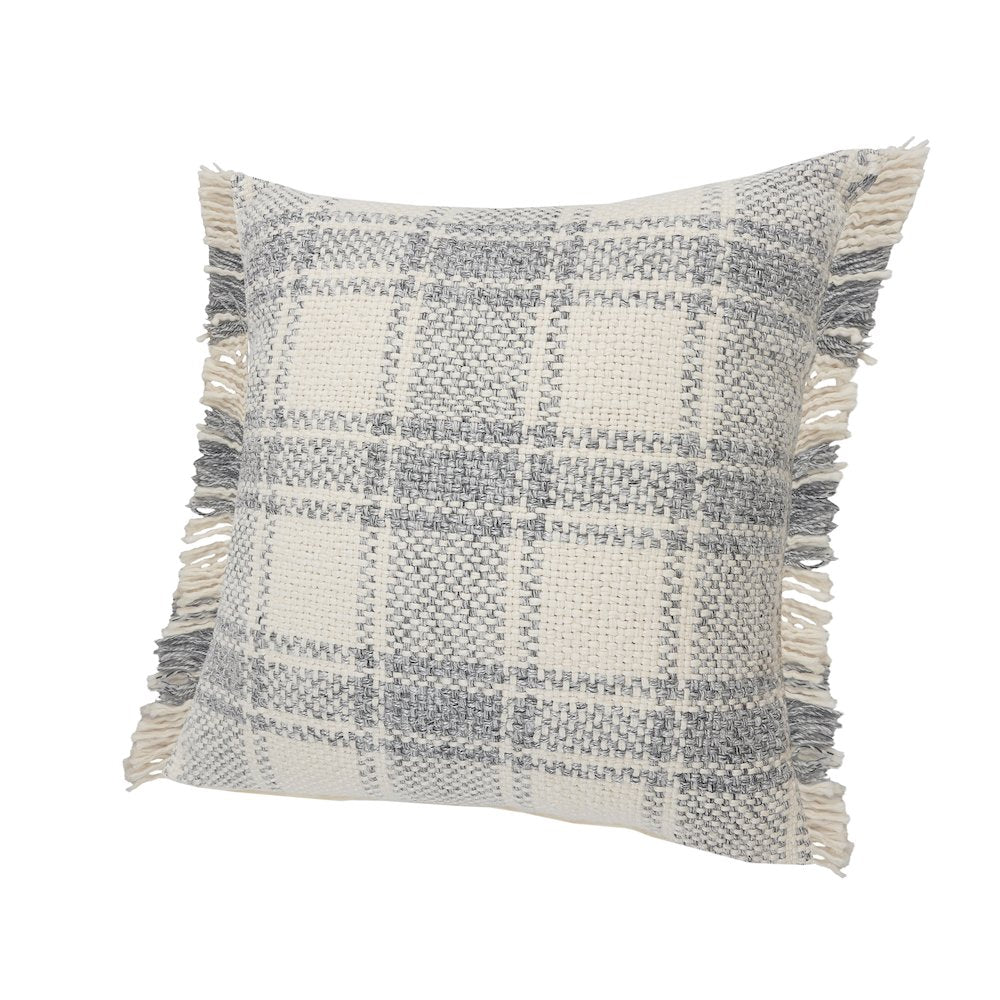 Drew Cotton Blend Pillow Set of 2 in Ivory/Gray, 20" x 20"