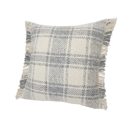Drew Cotton Blend Pillow Set of 2 in Ivory/Gray, 20" x 20"