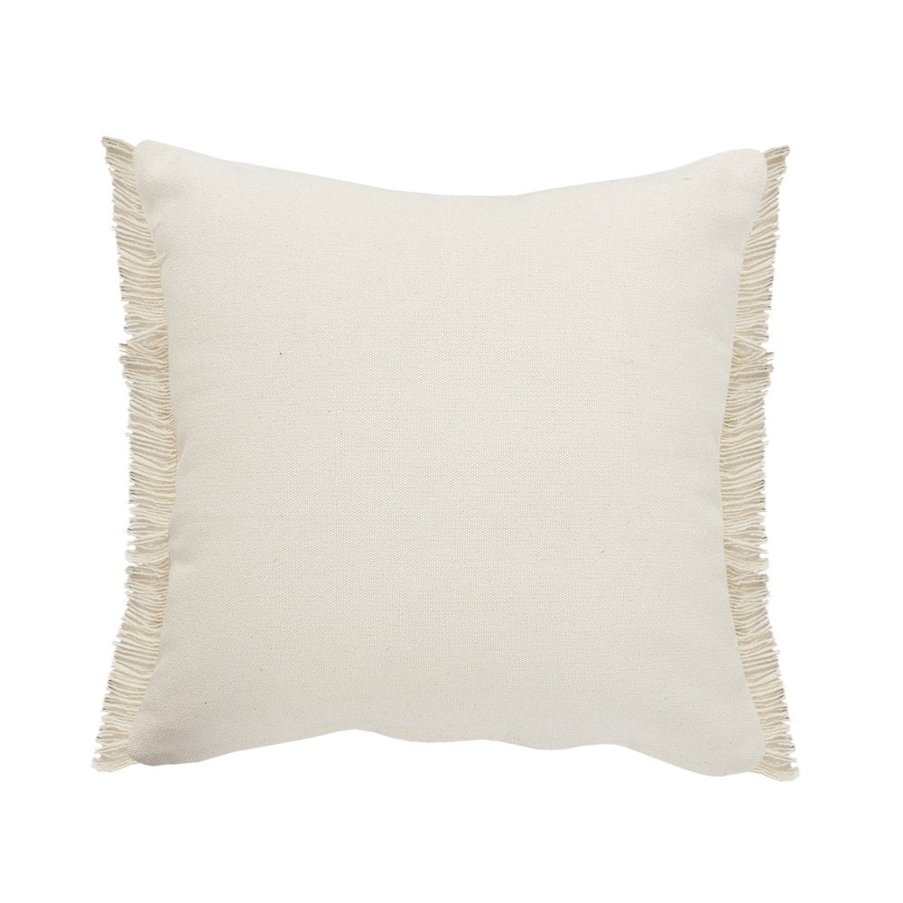 Atlantis Denim Blue and Taupe Throw Pillow with Jute Braiding and Fringe