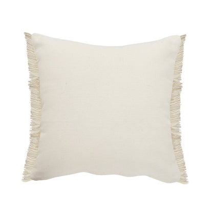 Atlantis Denim Blue and Taupe Throw Pillow with Jute Braiding and Fringe