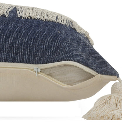 Fringe Festival Blue Color Block Lumbar Throw Pillow