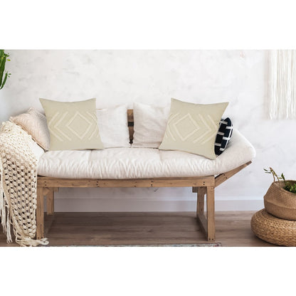 Oslo Cotton Pillow Set of 2 in Cream/White, 20" x 20"