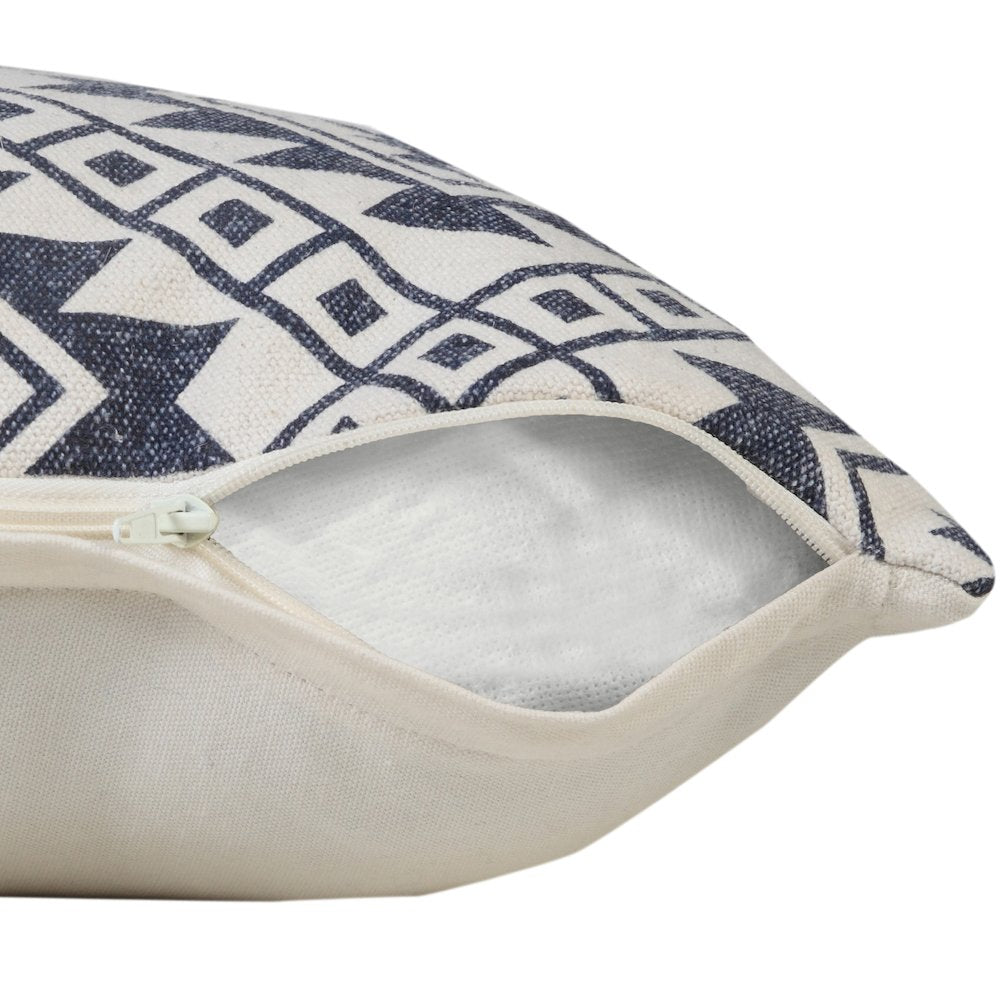 Zion Cotton Pillow Set of 2 in White/Blue, 20" x 20"