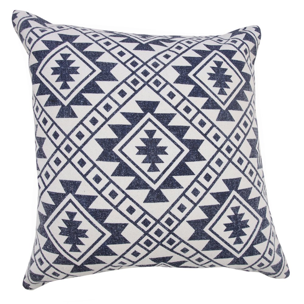 Zion Cotton Pillow Set of 2 in White/Blue, 20" x 20"
