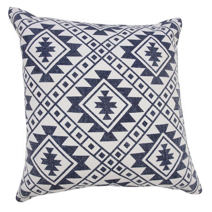 Zion Cotton Pillow Set of 2 in White/Blue, 20" x 20"