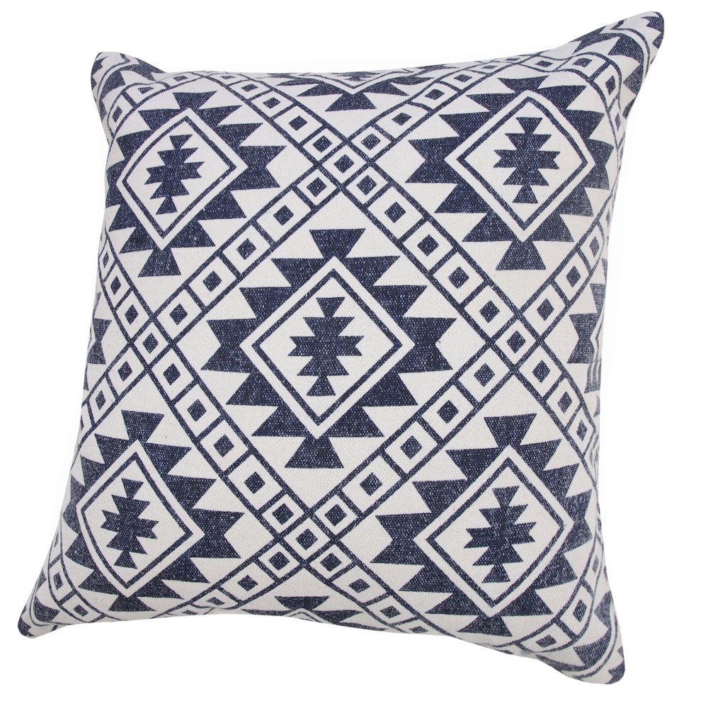 Zion Cotton Pillow Set of 2 in White/Blue, 20" x 20"