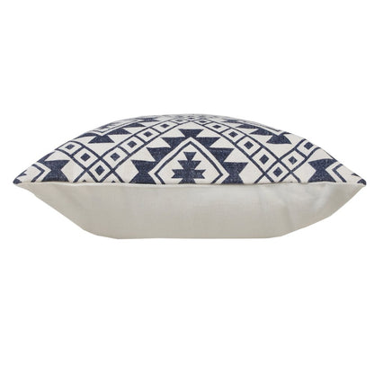 Zion Cotton Pillow Set of 2 in White/Blue, 20" x 20"