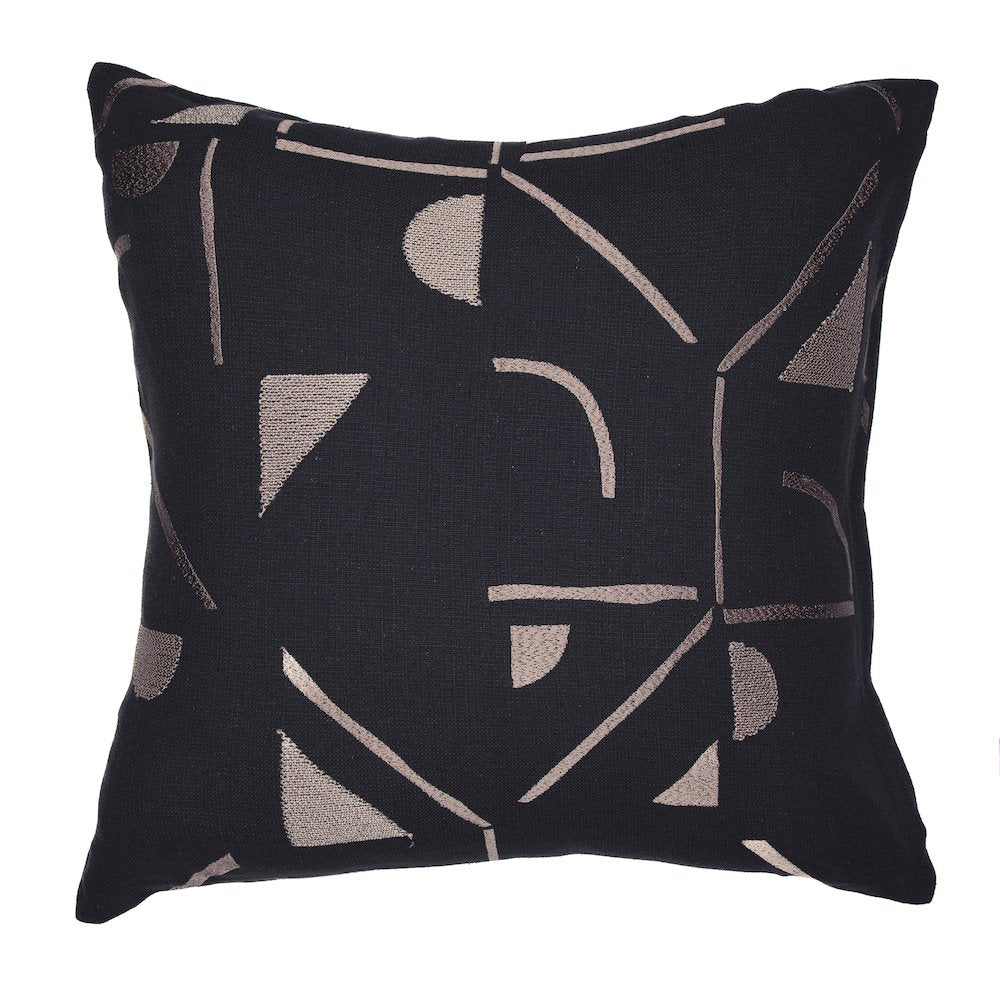 Stacy Garcia  Cotton Blend Poly Filled Pillow in Black/Beige, 20" x 20"