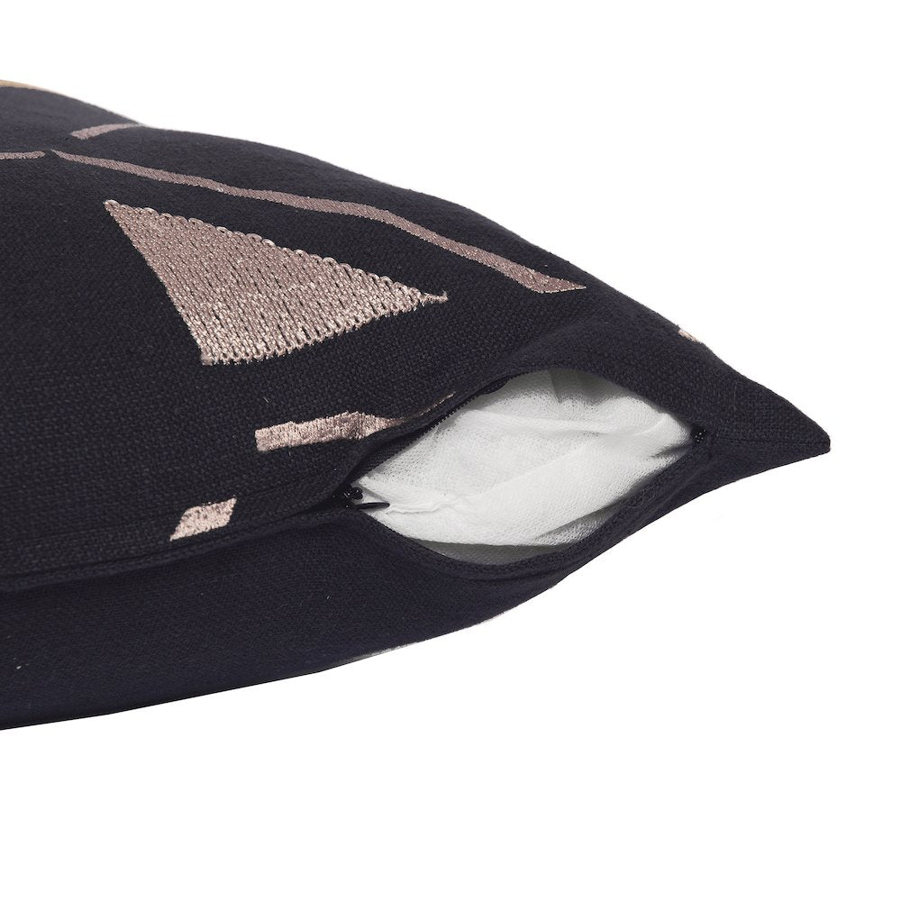 Stacy Garcia  Cotton Blend Poly Filled Pillow in Black/Beige, 20" x 20"