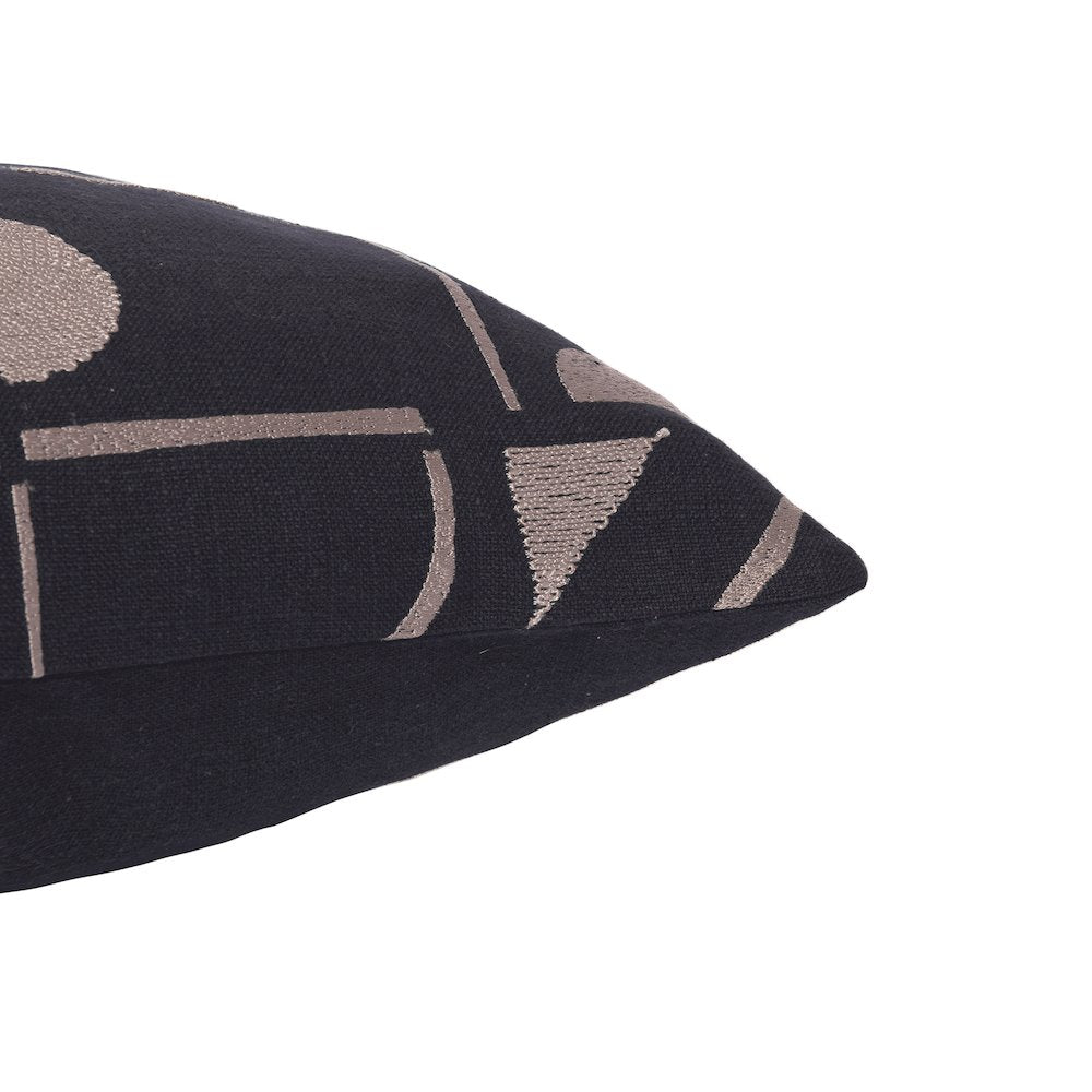 Stacy Garcia  Cotton Blend Poly Filled Pillow in Black/Beige, 20" x 20"