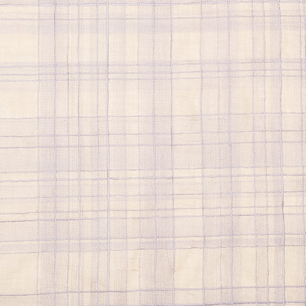 Ivory/Lilac Contemporary Checkered Hand-Woven Throw Pillow Cover