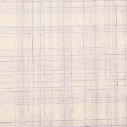 Ivory/Lilac Contemporary Checkered Hand-Woven Throw Pillow Cover