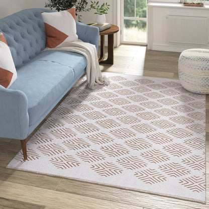 Pomona Cotton Blend Indoor Area Rug in Tan/White 7'9" x 9'9"
