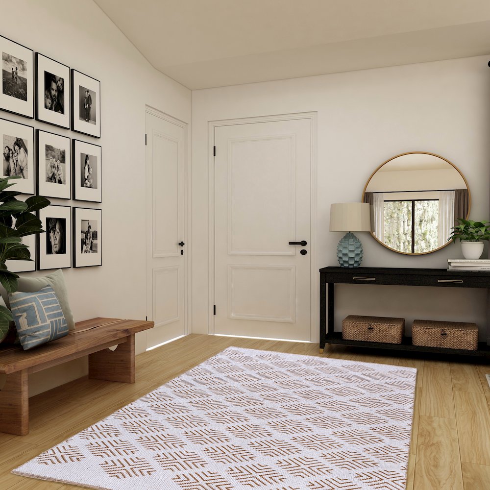 Pomona Cotton Blend Indoor Area Rug in Tan/White 7'9" x 9'9"