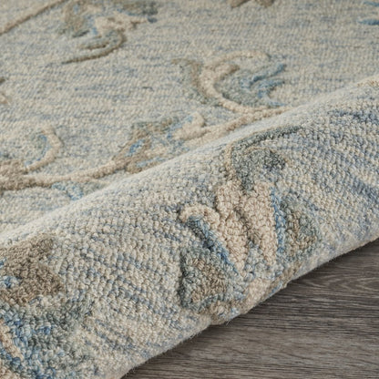 Mirroring Baby Blue Floral Bloom Area Rug 7'0"x9'0"