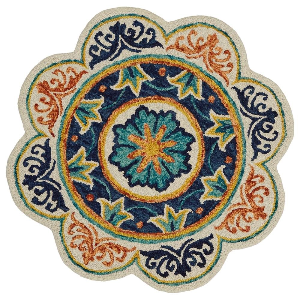 Blue Indoor Round Area Rug With Classic Design And Soft Material