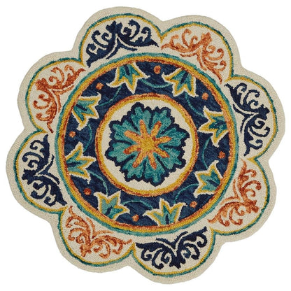 Blue Indoor Round Area Rug With Classic Design And Soft Material