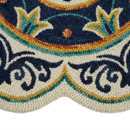 Blue Indoor Round Area Rug With Classic Design And Soft Material