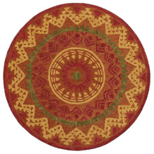 Orange/Red Round Indoor Area Rug With Transitional Style, 4-Foot Diameter