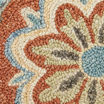 Orange Indoor Area Rug - 6' Round Classic Pattern For Living Room