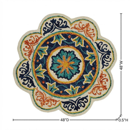 Blue Indoor Round Area Rug With Classic Design And Soft Material