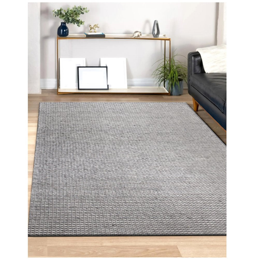 Bergen Wool Blend Area Rug Indoor in Gray/Silver, 9' x 12'