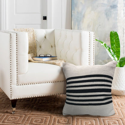 Elevate Cotton Pillow Set of 2 in White/Black, 22" x 22"