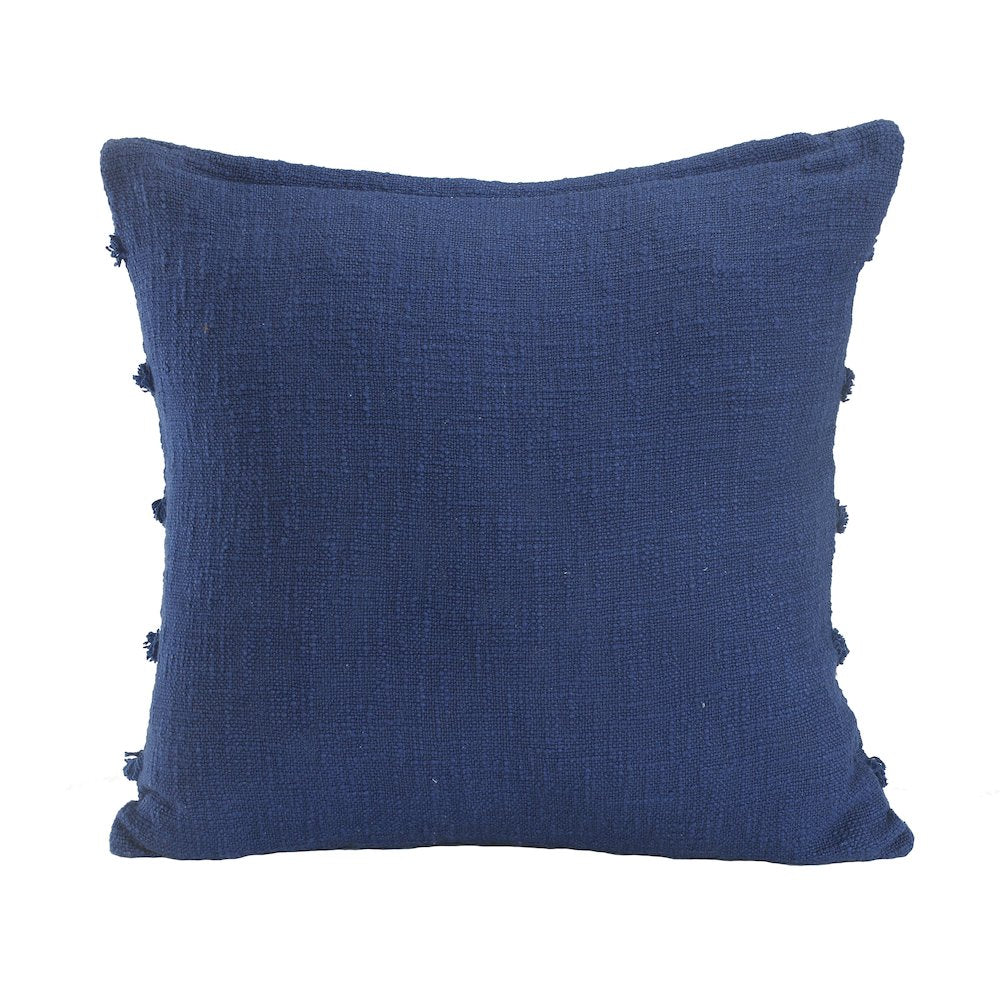 Deep Blue Overtufted Solid Throw Pillow
