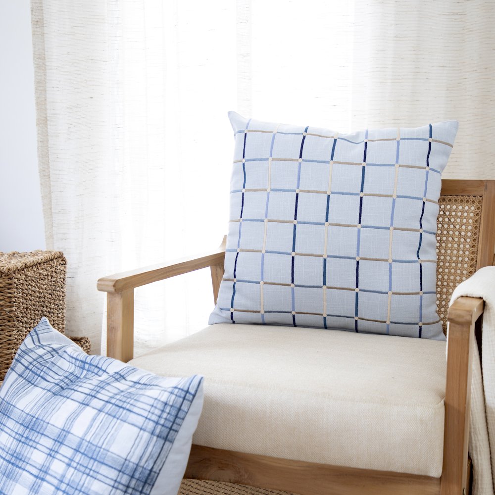 Stacy Garcia  Cotton Blend Poly Filled Pillow in Blue/Multicolored, 24" x 24"