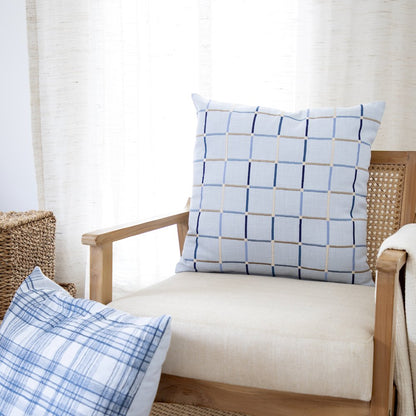 Stacy Garcia  Cotton Blend Poly Filled Pillow in Blue/Multicolored, 24" x 24"