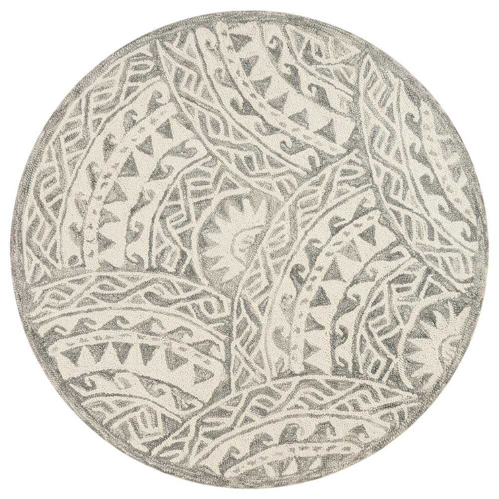 Gray Indoor Round Area Rug With Transitional Design For Living Space
