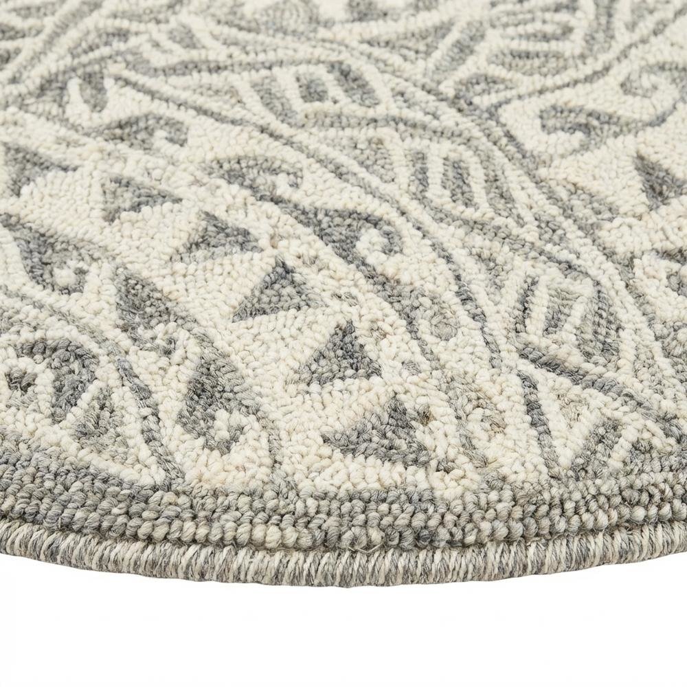 Gray Indoor Round Area Rug With Transitional Design For Living Space