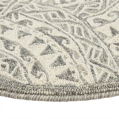 Gray Indoor Round Area Rug With Transitional Design For Living Space