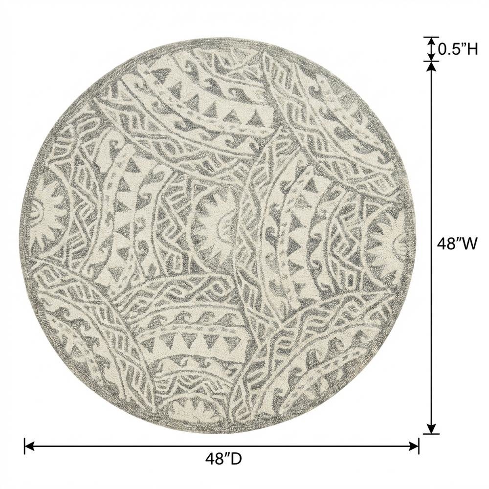 Gray Indoor Round Area Rug With Transitional Design For Living Space