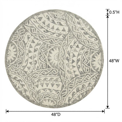 Gray Indoor Round Area Rug With Transitional Design For Living Space