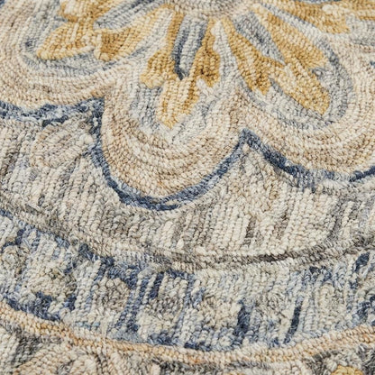 Gray Indoor Round Area Rug With Classic Design For Living Room