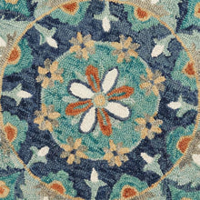 Blue Indoor Area Rug With Classic Round Design For Living Room